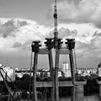 Строительство моста через Днепр в Запорожье :: Михаил Рублевский