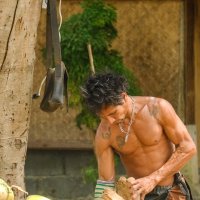 Рабочий по сортировке кокосового сырья на острове Koh Phangan :: Nick K
