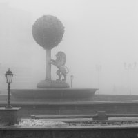 лев  в тумане :: Сергей Базылев