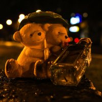 Под дождём устроив сходку, 2 медведя пили водку :: Дмитрий Чернов