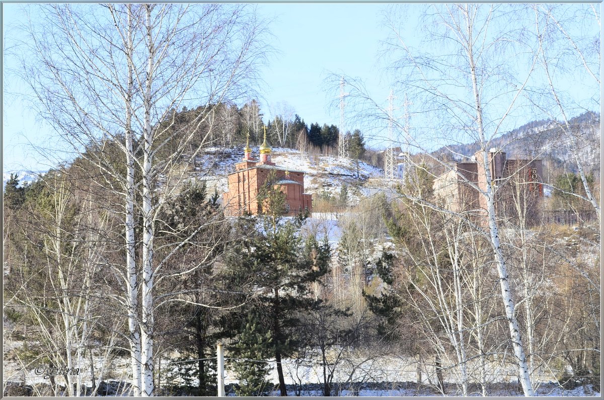 Зимний пейзаж с церковью - galina tihonova