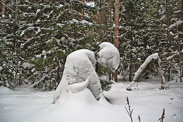 снежные скульптуры людей в лесу - Валерий. Талбутдинов.
