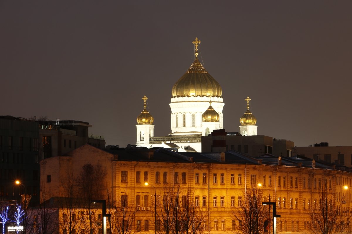 Ночная Москва - купола Храма Христа Спасителя - Николай Ефремов