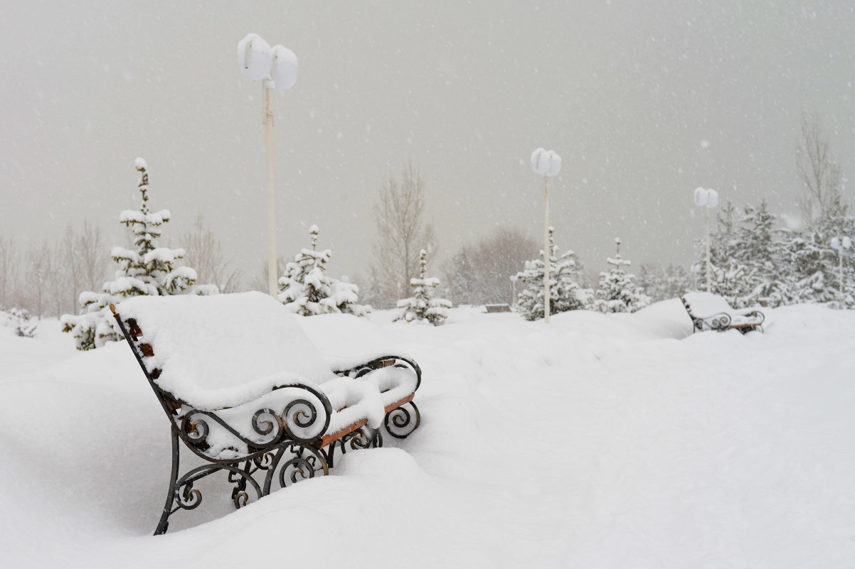 Снегопад. Скамейка - Андрей Гомонов