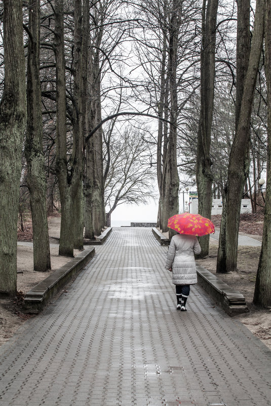 женщина под красным зонтом - Oleg Mechetin