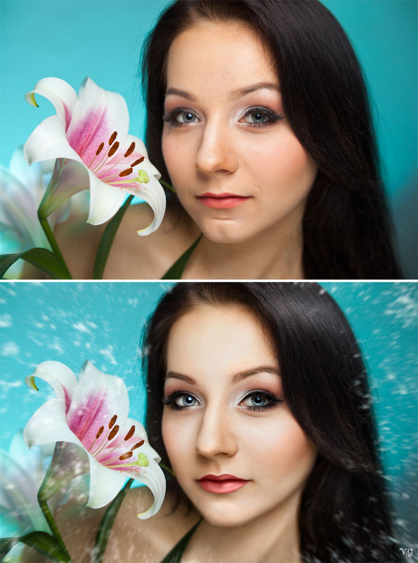 девушка с лилией (до и после) - Veronika G