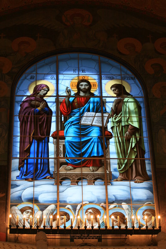 Витраж западного окна - Морского собора святителя Николая Чудотворца в Кронштадте. - юрий 