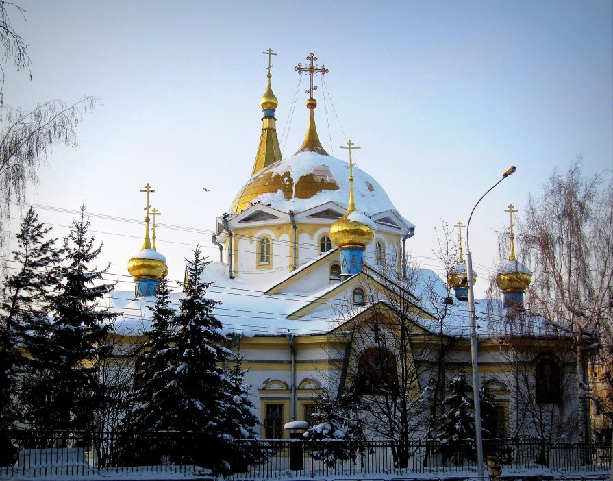 Вознесенский собор Новосибирск зима