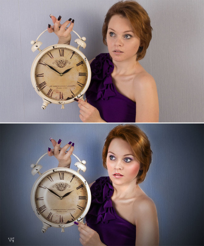 девушка с часами (до и после) - Veronika G
