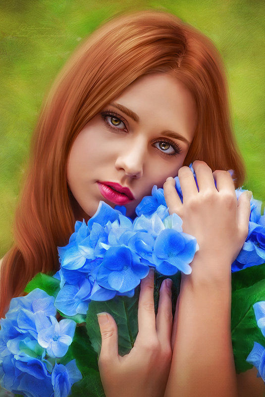 Девушка с синими цветами - Ирина Горшенина