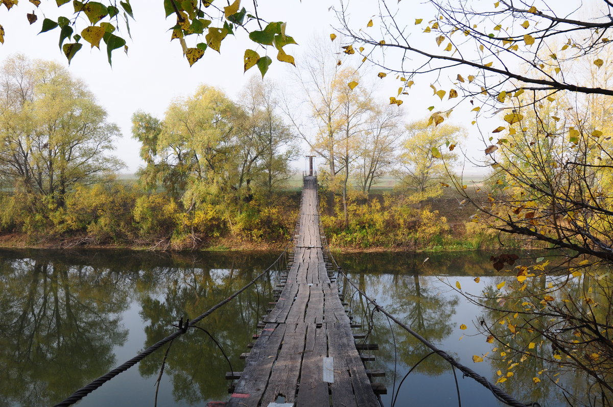 Висячий мост над рекой Демой. Осень. - Сергей Тагиров