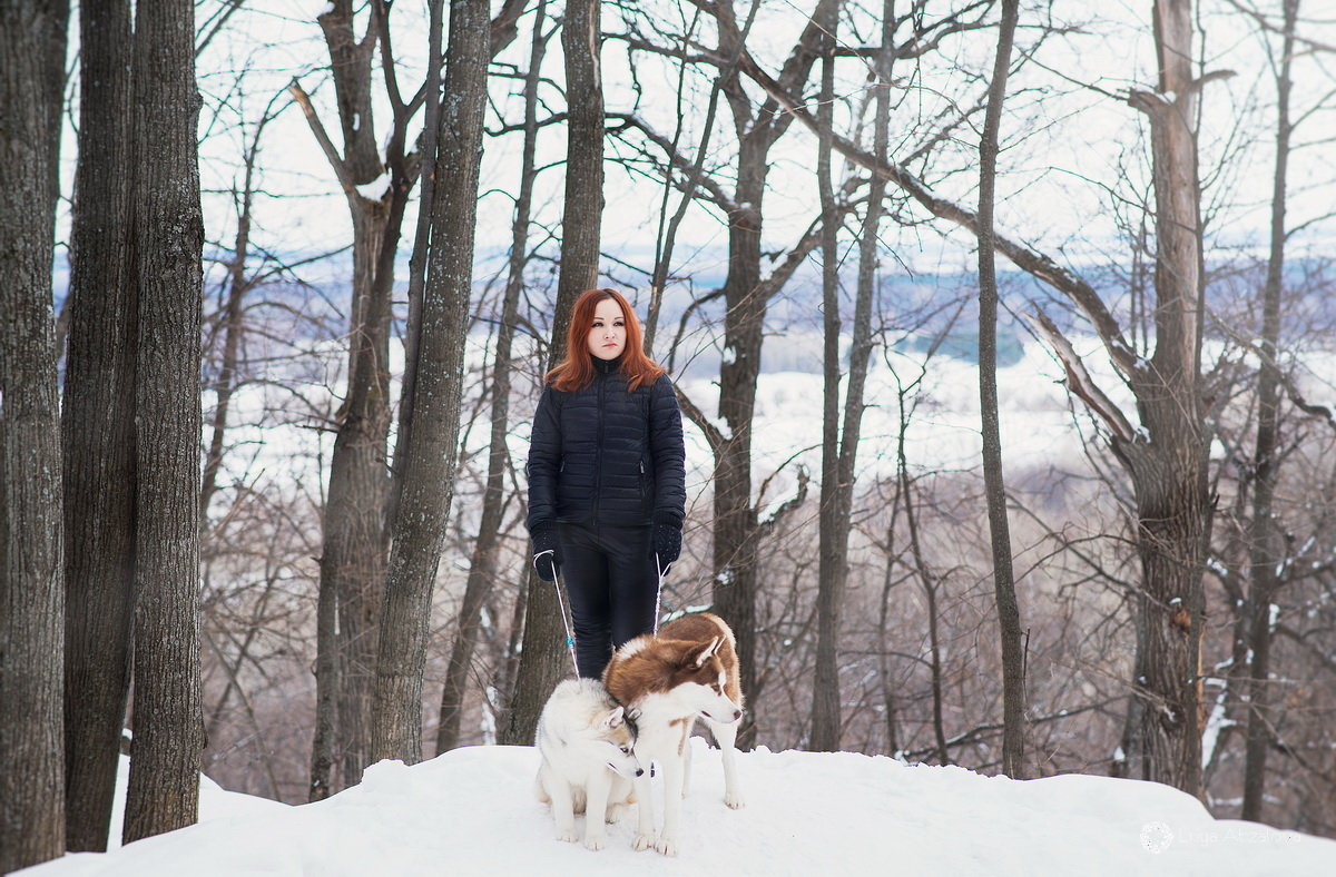 Зимняя фотосессия в лесу с хаски. - Лилия Абзалова