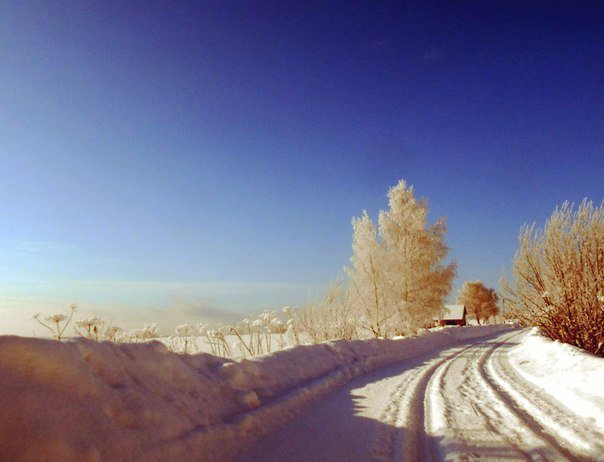 Мартовское утро. На въезде в деревню Красная Гора. - Николай Туркин 