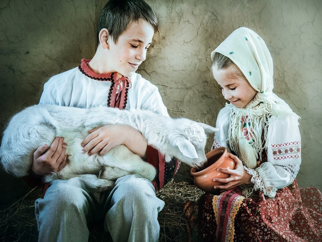 Дети и козлёнок - Olga Zhukova