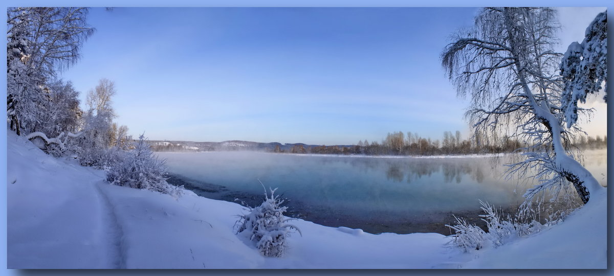 Река зимой панорама