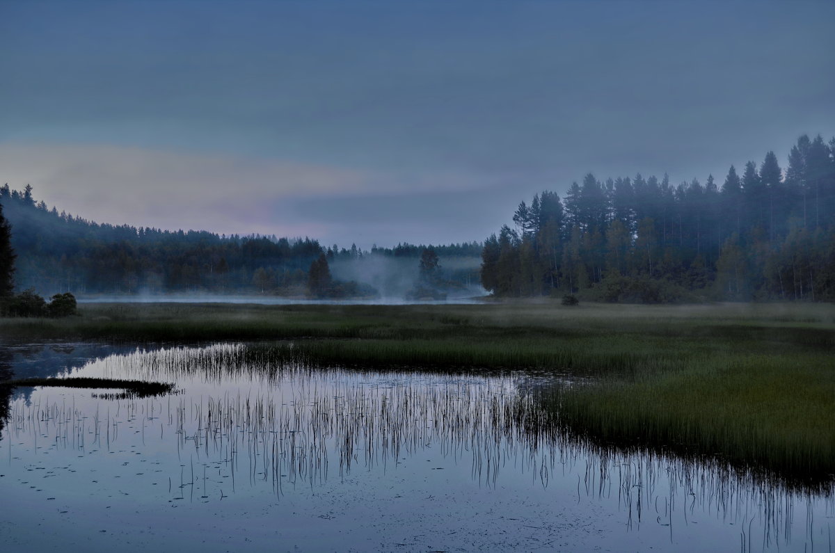 Вечерний туман на озере Вахерярви. - Владимир Ильич Батарин