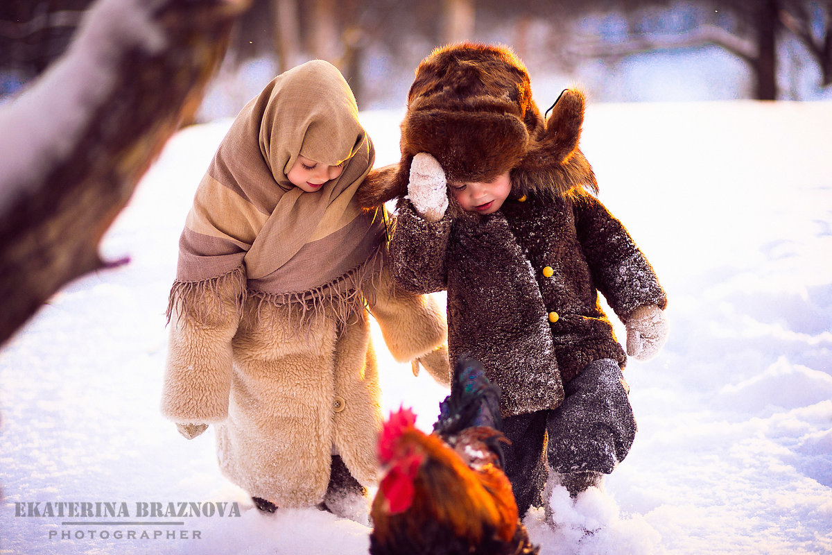 Photosession   Зимние прогулки прекрасны, обворожительные детки в фотосессии в деревенском стиле.  В - Екатерина Бражнова