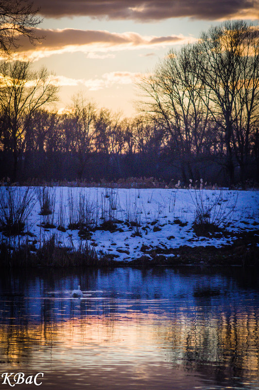 зимний закат на озере - Ксения смирнова
