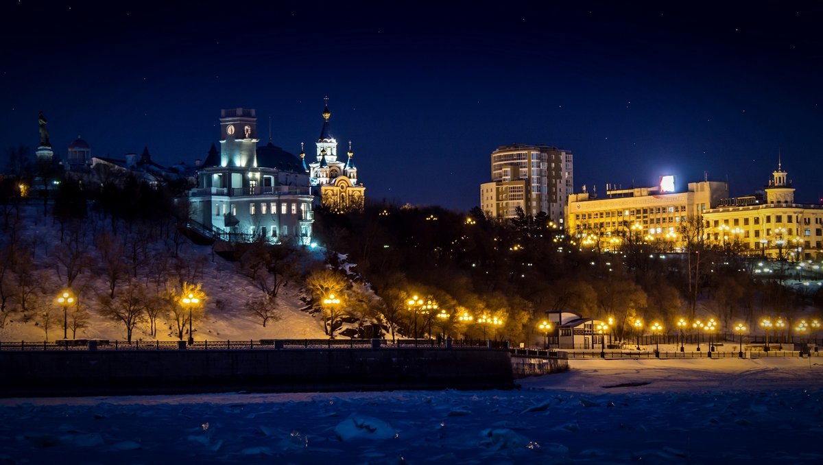 Ночной Хабаровск храм