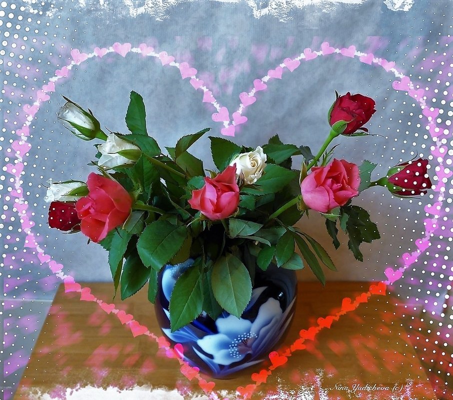 Розы в вазе - Nina Yudicheva