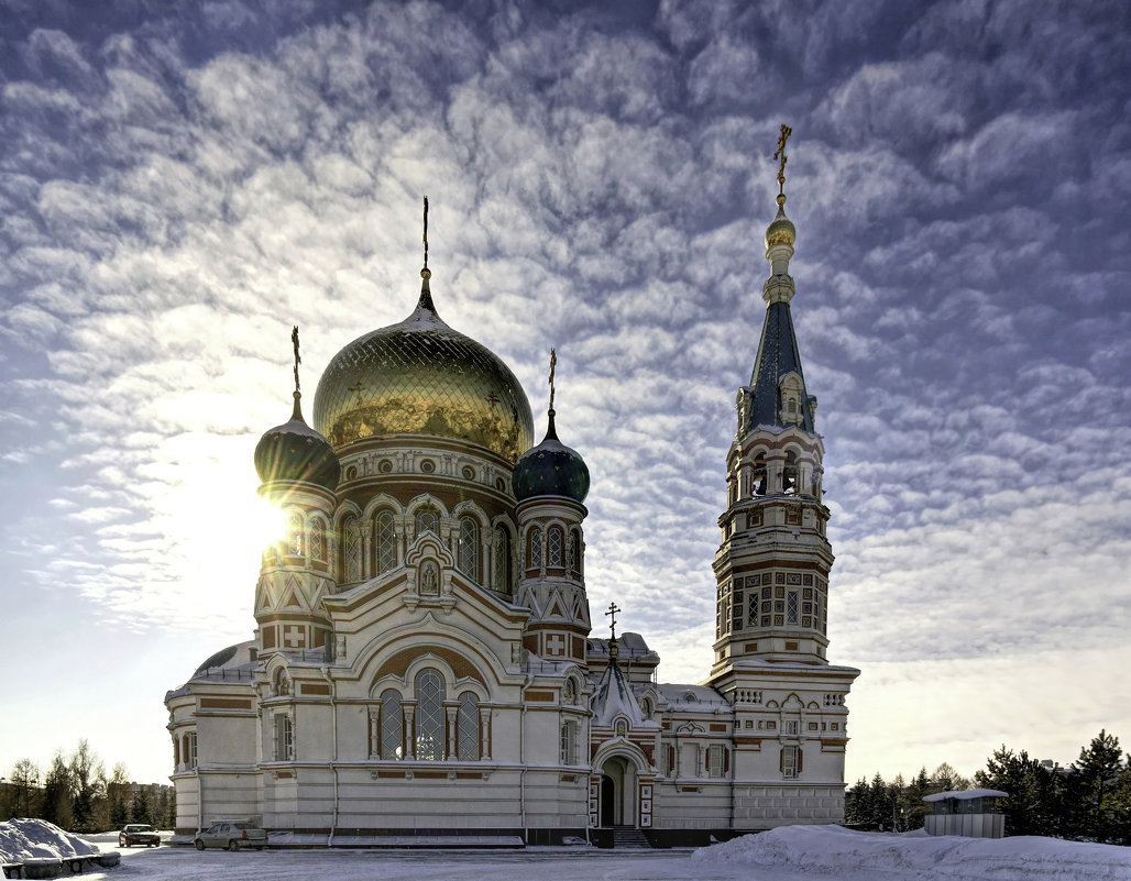 Успенский собор Омск ночью