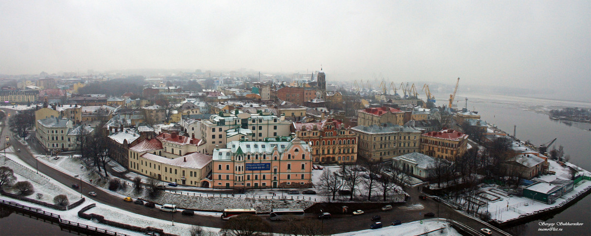 Зимняя панорама города Выборг с башни Святого Олафа - Сергей Сухарников