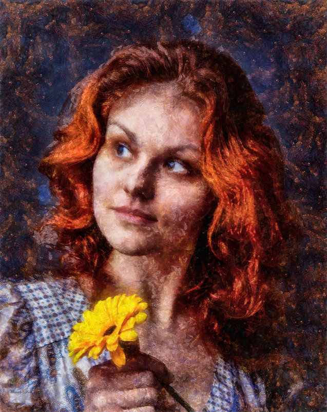 Портрет рыжеволосой девушки с цветком. - Василий Ярославцев