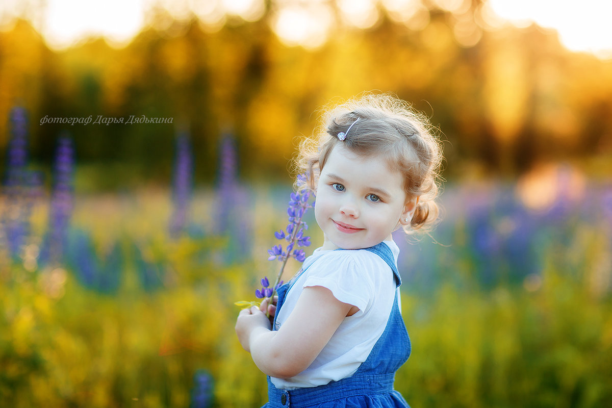 Малышка Варвара в поле с люпинами - Дарья Дядькина