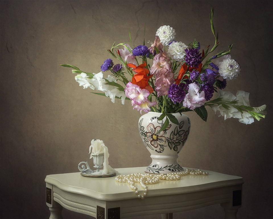 Натюрморт с букетом осенних цветов - Ирина Приходько