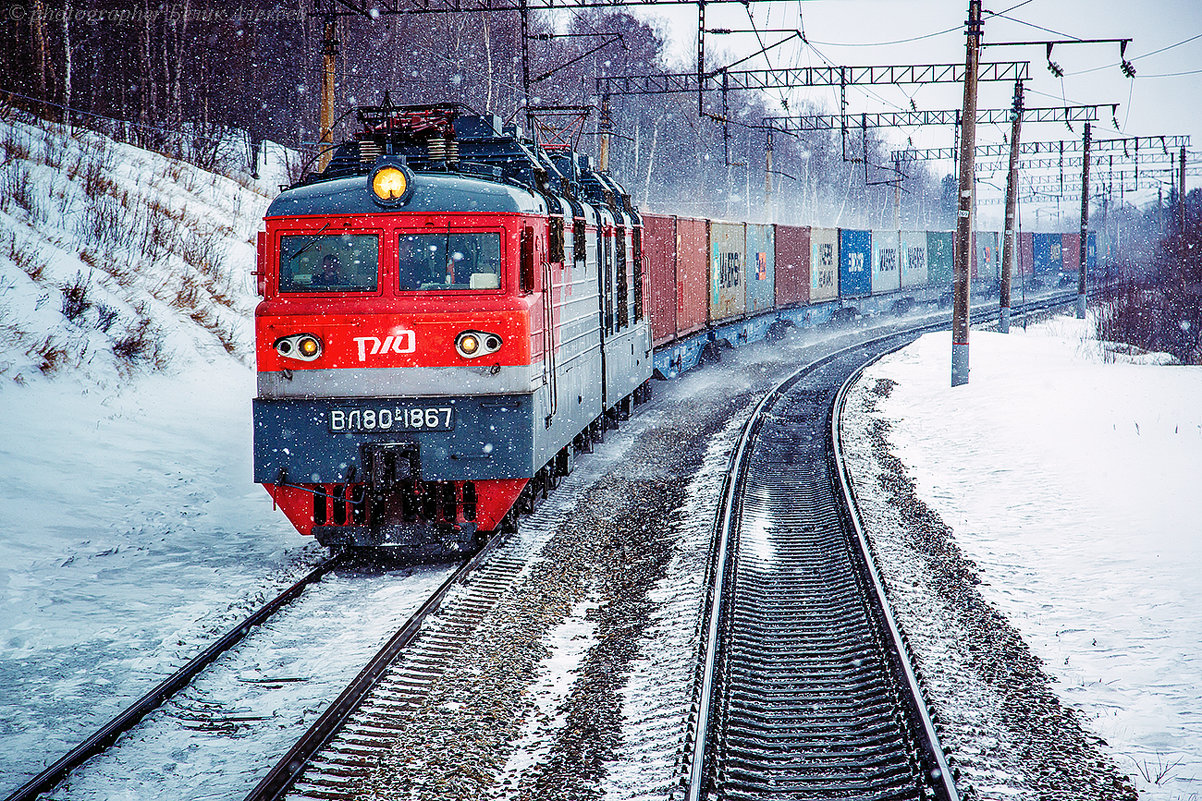 эРка с контейнерным поездом - Алексей Белик