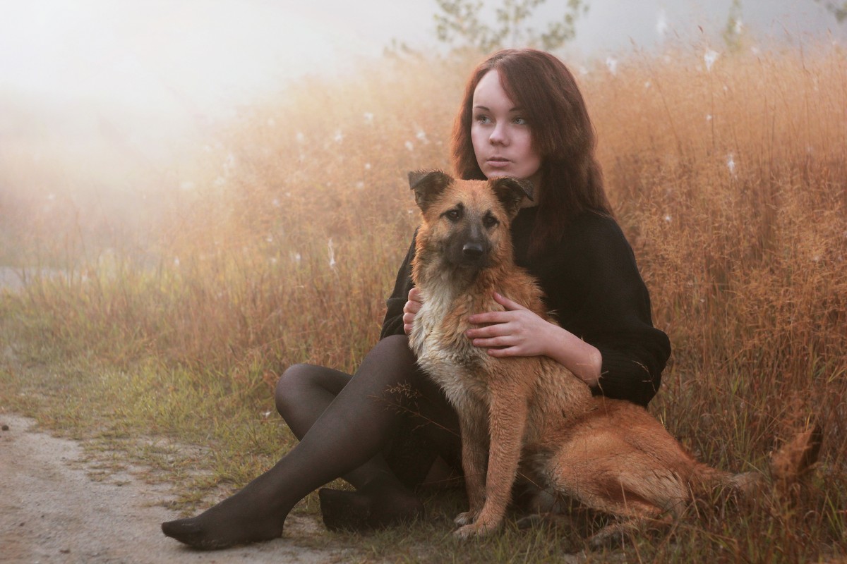 Girl with a dog. - Елизавета Иода