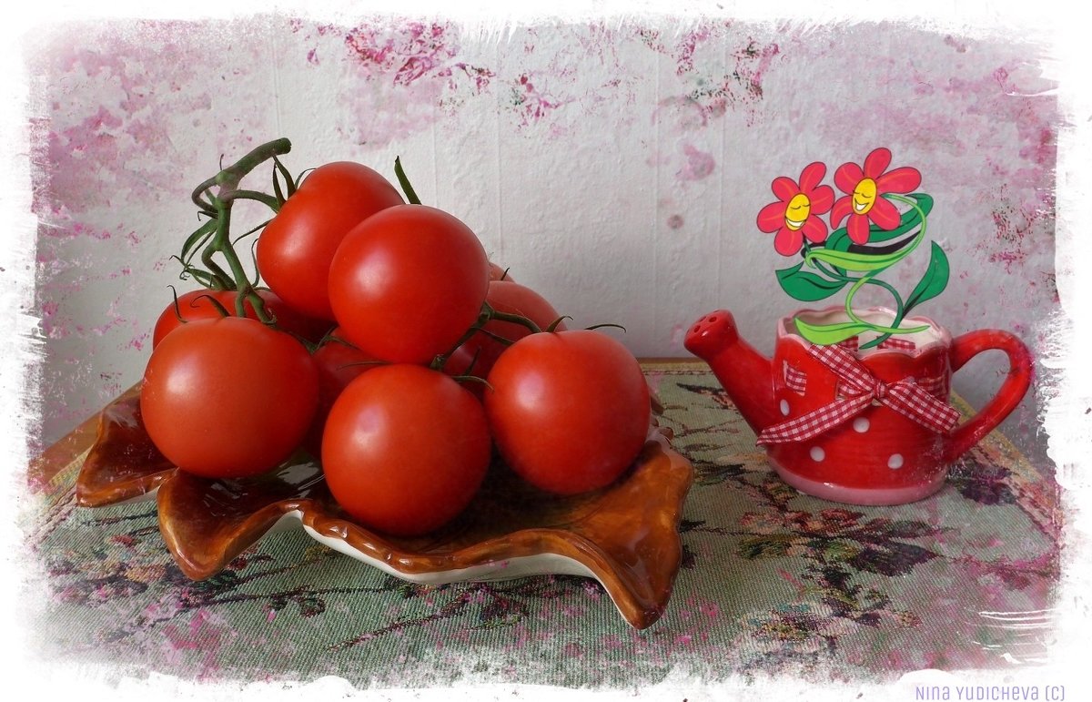 Лейка и помидоры - Nina Yudicheva