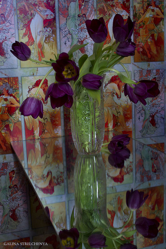 Букет тюльпанов утром на столе... Словно краски в палитре моей акварели… - Галина Стрельченя