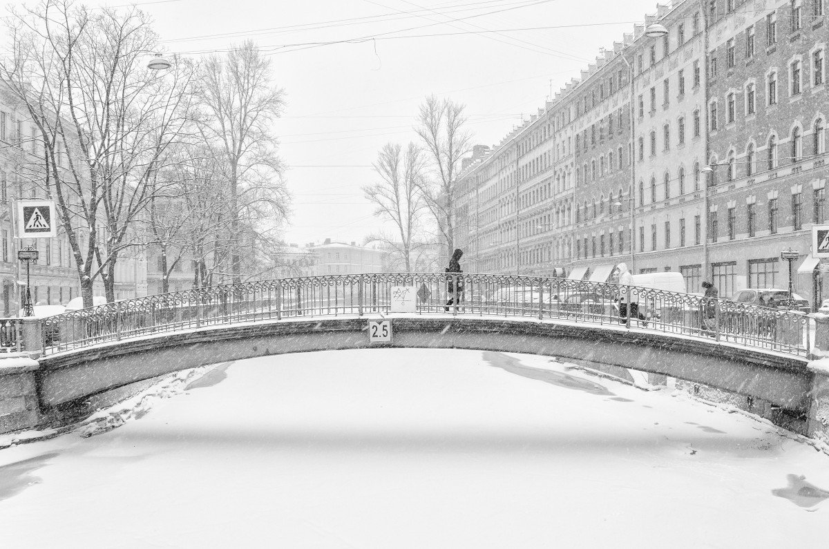 Снегопад в Питере. Сенной мост. - Григорий Евдокимов