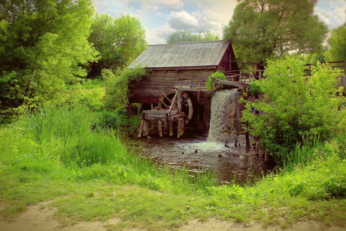 Водяная мельница курск рисунок