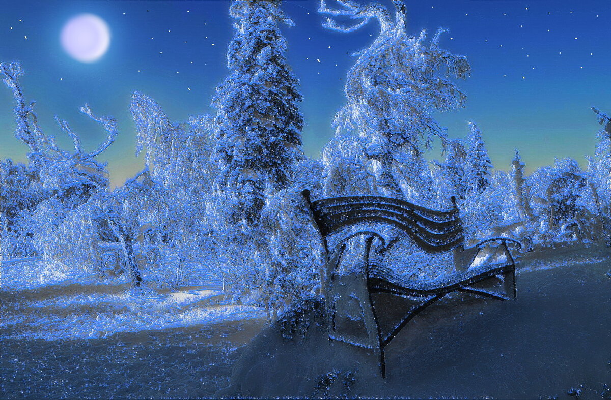 Зимняя ночь на Черной скале. - Galina Serebrennikova