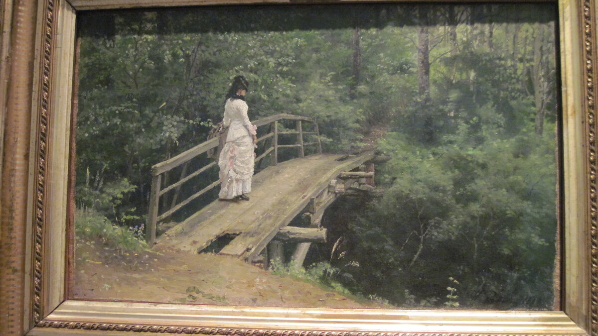 Летний пейзаж (Вера Репина на мостике в Абрамцеве). 1879 г. - Маера Урусова