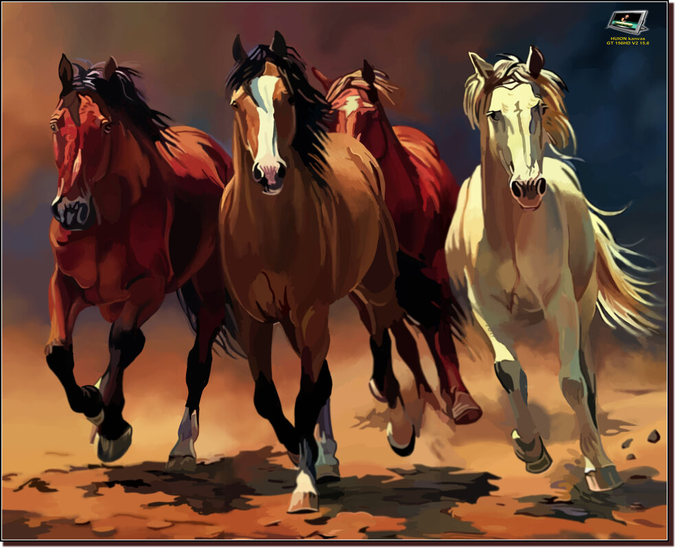 Horses run.  (работа выполненная на графическом планшете Huion.) №141. - Anatol L