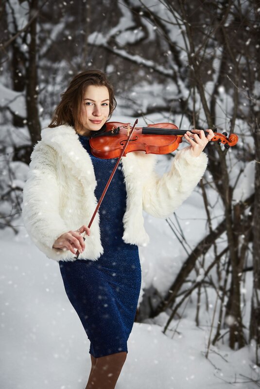 Скрипачка в зимнем лесу - Mikhail Linderov