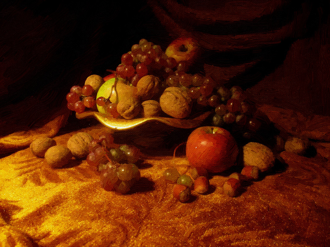 Натюрморт с яблоками и виноградом - Анна Бойнегри