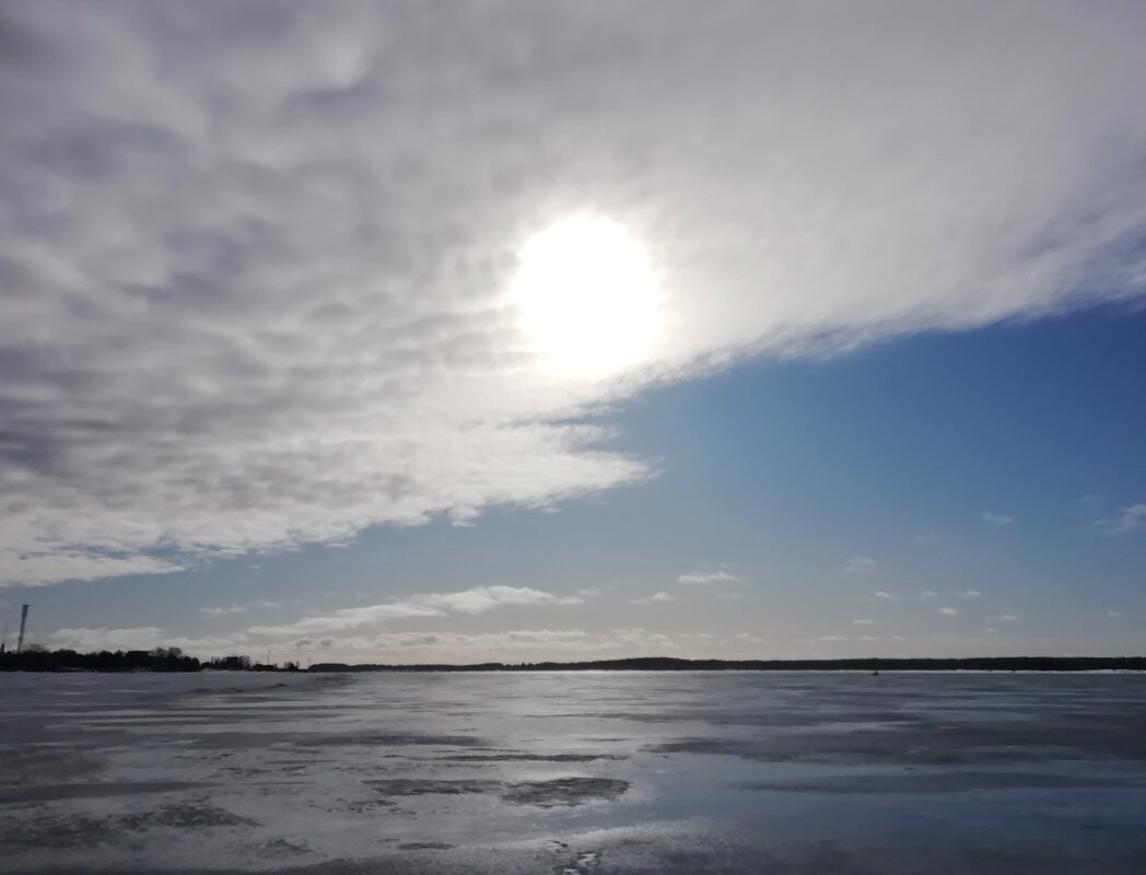 Река  Онега, несущая свои воды в Белое море, подо льдом. - Шаркова Антонина 