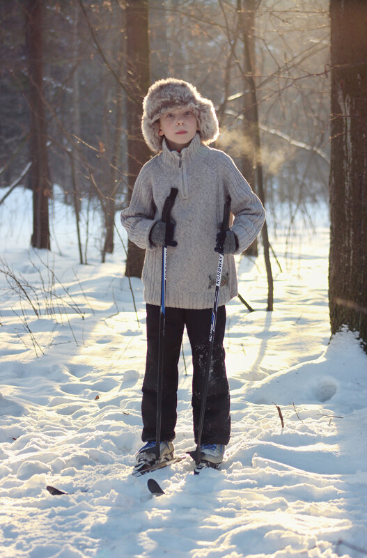 Зимняя прогулка на лыжах в лесу - Наталья Преснякова