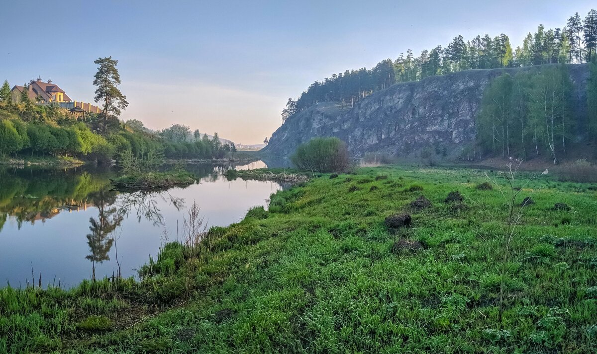 Утро на реке Миасс (панорама) - Алексей Трухин