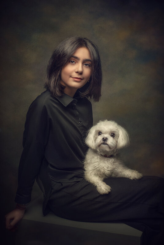 Портрет девочки с собакой. - Дина Агеева