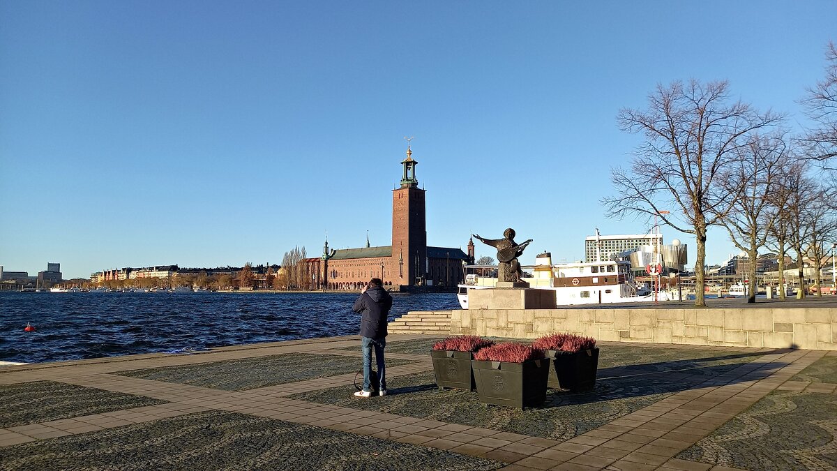 Стокгольм oстров Riddarholmen, Памятник конферансье Evert Taube - wea *