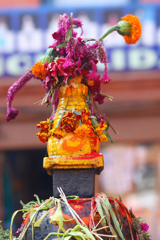 Цветы на буддийской ступе в Непале - Анастасия Кононенко