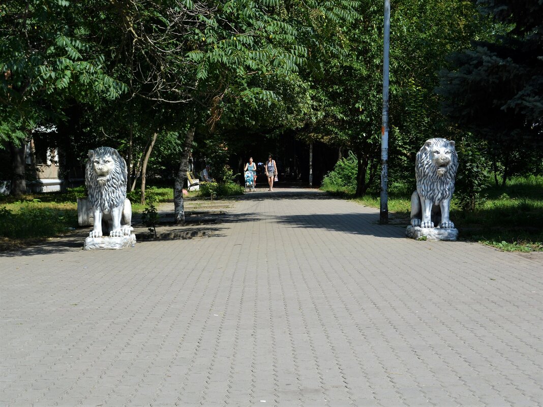 Батайск. Скульптуры львов в сквере Авиагородка. - Пётр Чернега