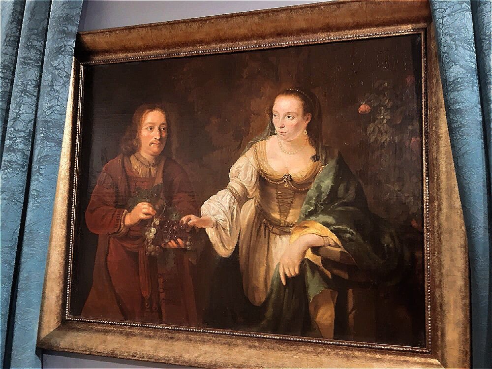 Картина"Дама и кавалер с виноградом!" - Нина Андронова