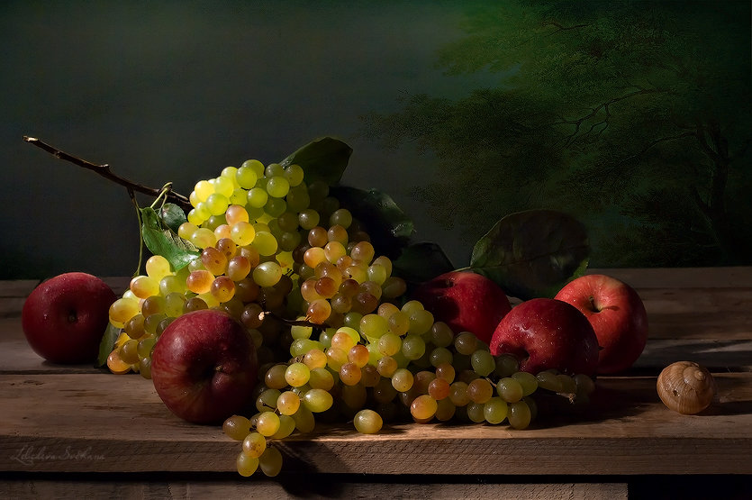 Натюрморт с виноградом и яблоками - Светлана Л.