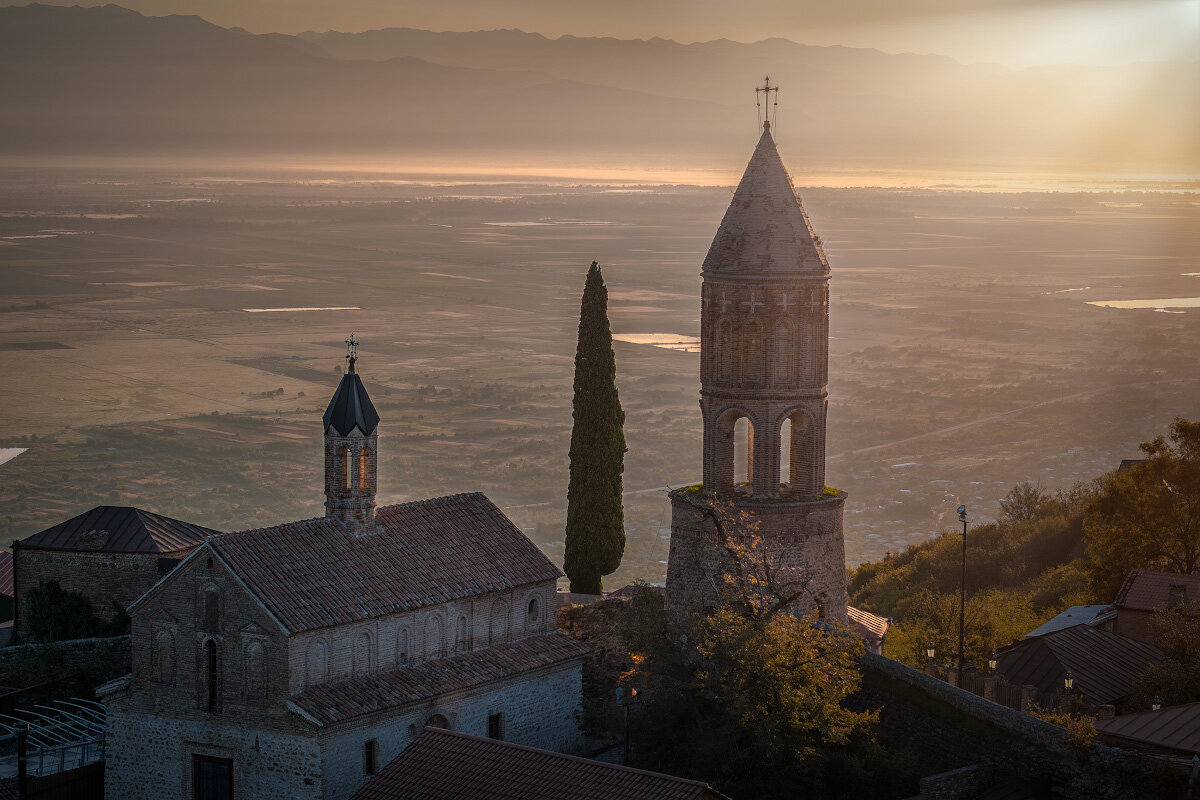 Sunrise Over St. George basilica In Sighnaghi - Fuseboy 